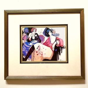 Isaac Maimon "TWO LADIES IN THE SOIREE" Lithograph Signed & Framed 17"x15"